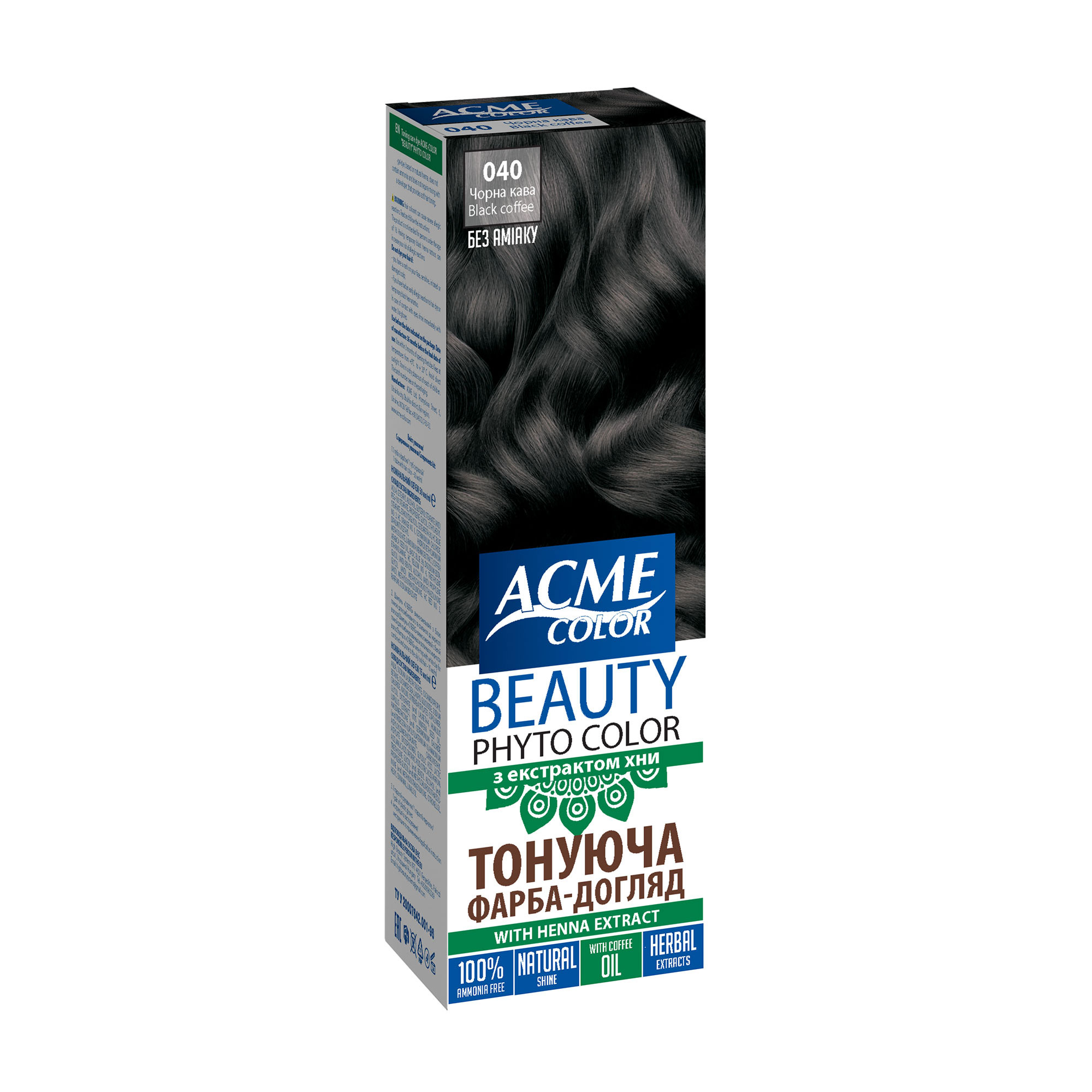 Тонувальна гель-фарба для волосся Acme Color Beauty Phyto Color, 040 Чорна кава, 50 мл